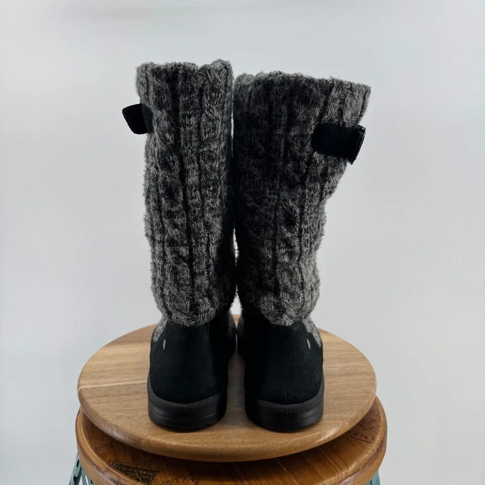 ABEO Kenora‎ Charcoal Cable Knit Suede Winter Boots Gray Black Women's Size 10